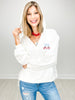 Oversized Hoodie Top With USA Embroidered Flag