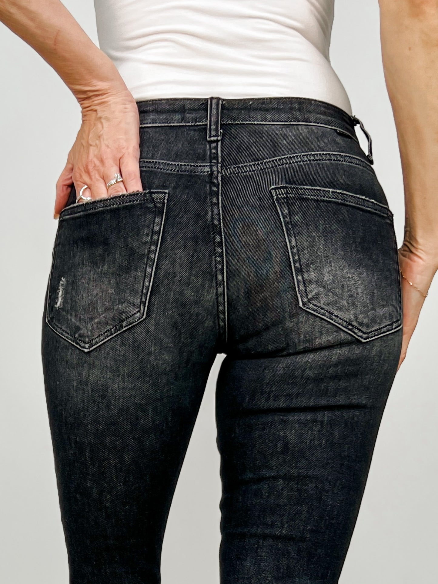 Risen SHADOW Mid Rise Ankle Skinny Jeans