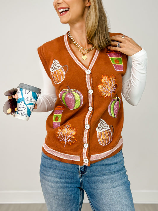Glitter Fall Elements Sweater Vest