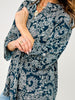 3/4 Sleeve Floral Print Lizzy Top in Midnight Teal