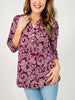 Classic 3/4 Sleeve Lizzy Top in Purple Floral