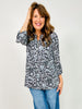 Classic 3/4 Sleeve Lizzy Top in Black Paisley