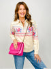 Quarter Zip Floral Print Pullover Sweater