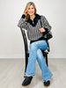 Quarter Zip Houndstooth Print Pullover Sweater