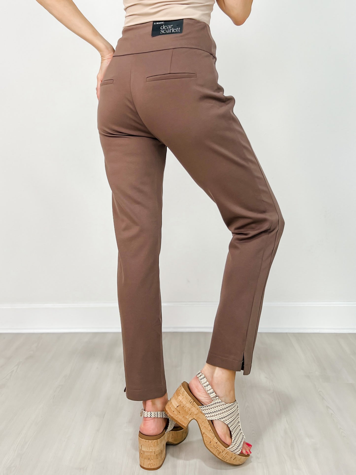 Magic High Waisted Double Knit Skinny Pants in Dark Mocha