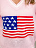 American Flag V-Neck Knit Long Sleeve Sweater