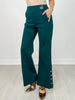 Gold Button Hem Gala Pants with Side Pockets in Hunter Green