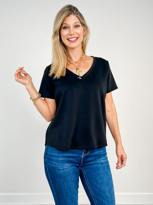 Short Sleeve Buttery Soft V-Neck Top