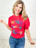 "Merry Everything" Short Puff Sleeve Sweater Top