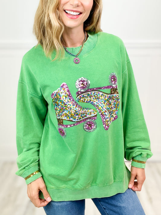 Holiday Skate Sequin Embellished Sweatshirt Top