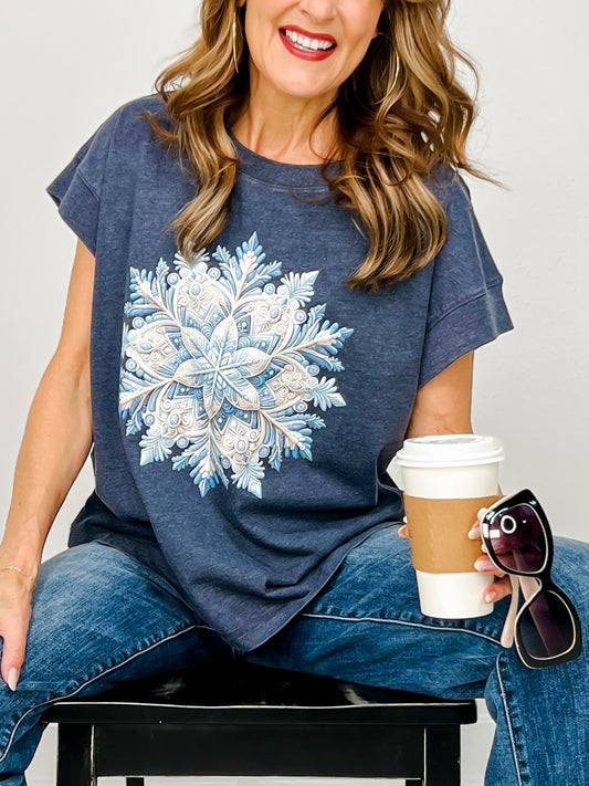 Mandala Snowflake Graphic Tee