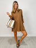 Anywhere A Line Dress with Collar in Dark Mocha