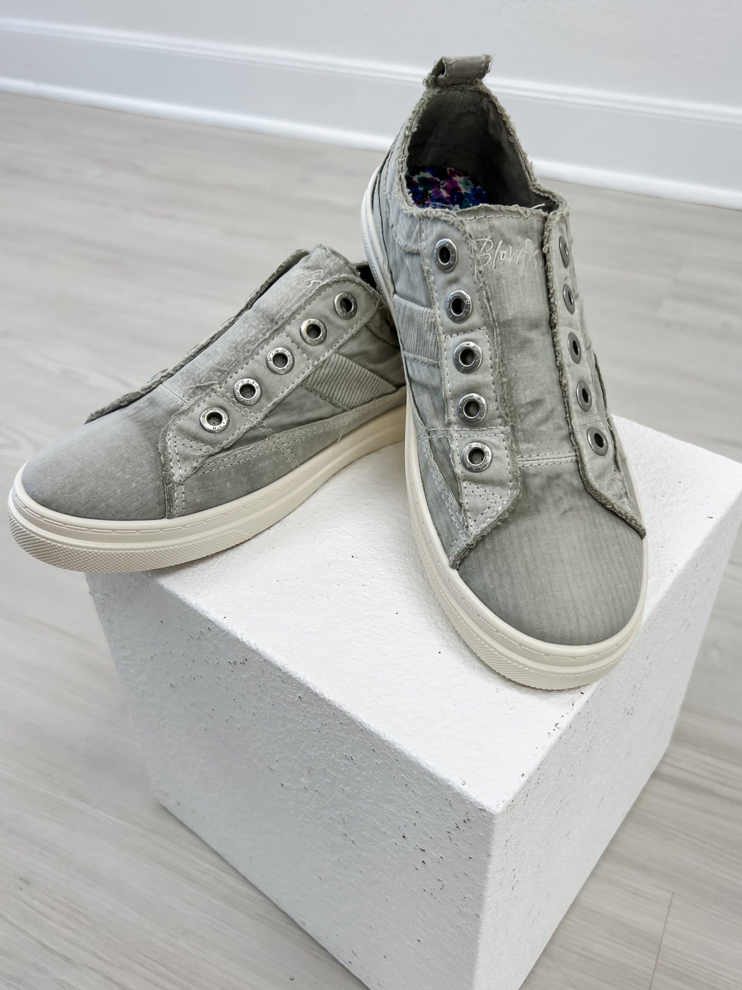 Blowfish Malibu Hangout Slip On Tennis Shoes in Washed Grey