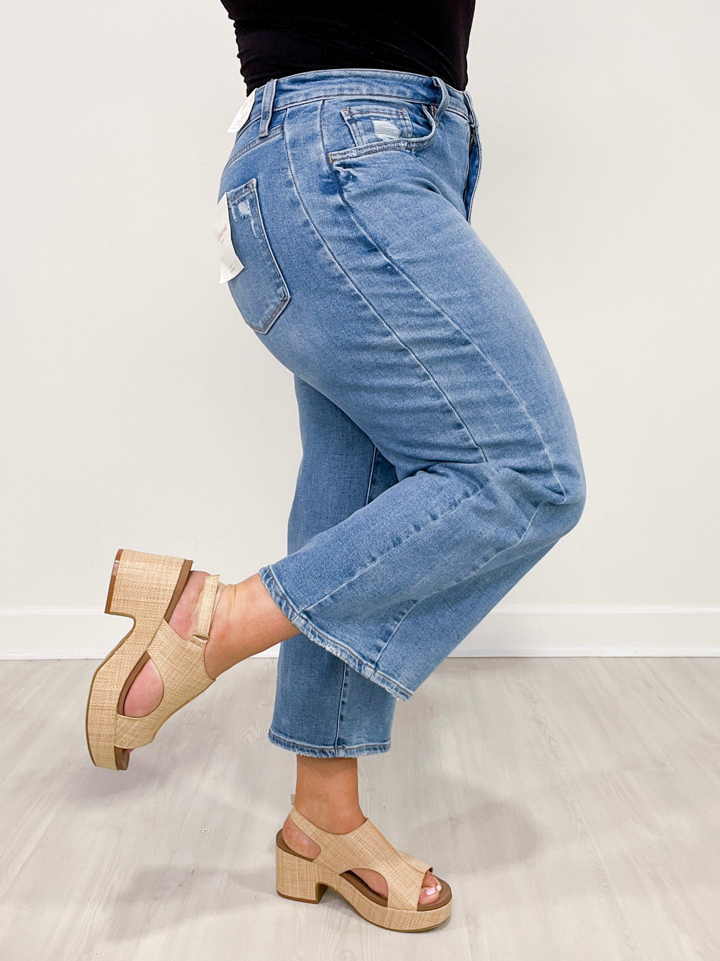 Vervet Tummy Control HIGH ROAD Hi-Rise Baggy Cropped Wide Leg Jeans