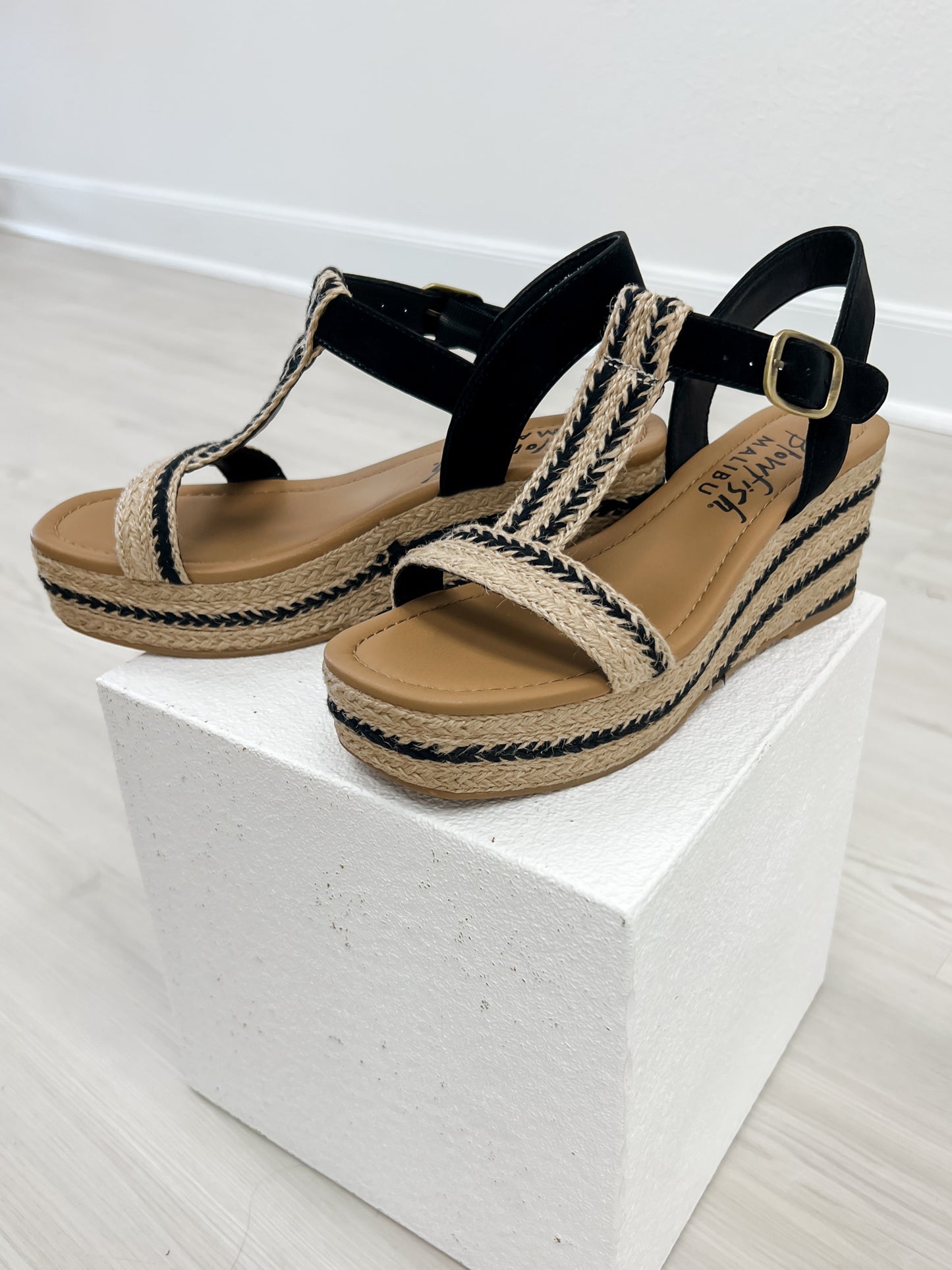 Blowfish Mailbu Annika Espadrille Wedge Sandal in Natural Black