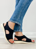 Good Choice Romy Stretch Lycra Wedge Sandals in Black