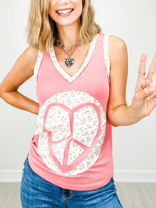 Sleeveless Heart Peach Patch Top