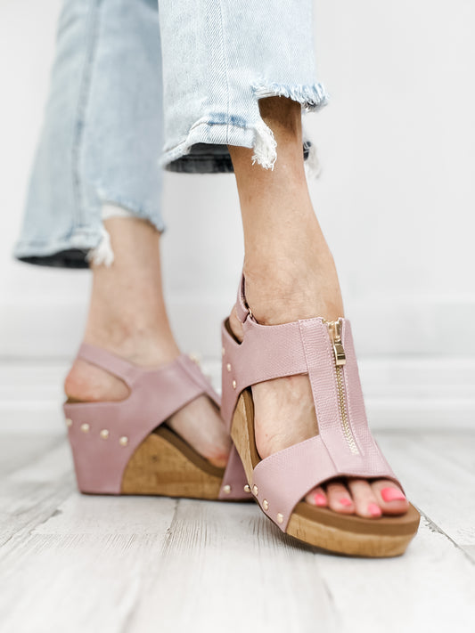 Corkys Zip It Good Wedge Sandals in Blush