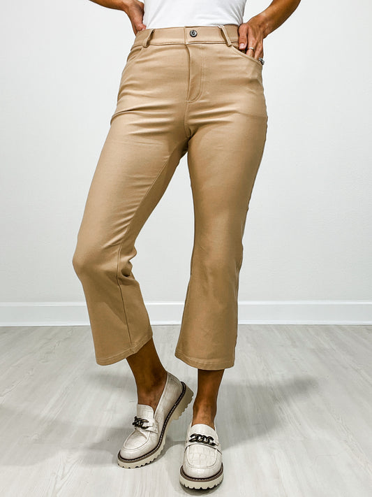 Classic Solid Straight Leg Crop Pants