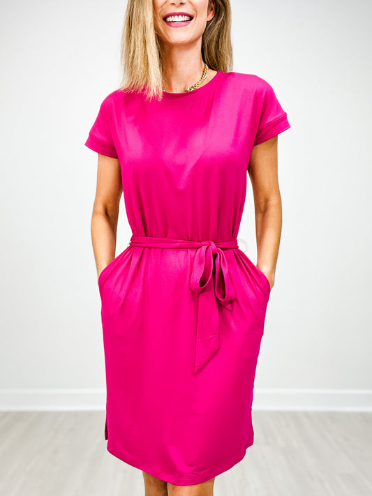 30A Peach Skin Short Dress with Belt