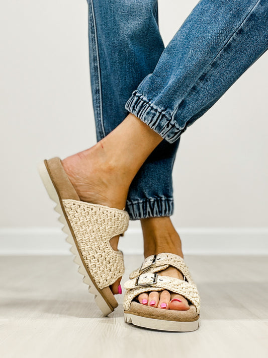 Corkys Dash Two Band Slide Sandals in NATURAL
