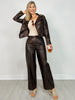 Distressed Faux Leather Wide Leg Pants