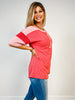 Colorblock Multi Short Sleeve Urban Rib Knit Top