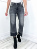Judy Blue Mila High Waist Wide Release Hem Cropped Grey Denim Jeans