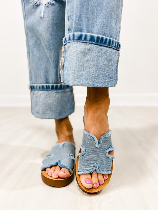 Corkys Hold Please Sandals in LIGHT BLUE FRAYED