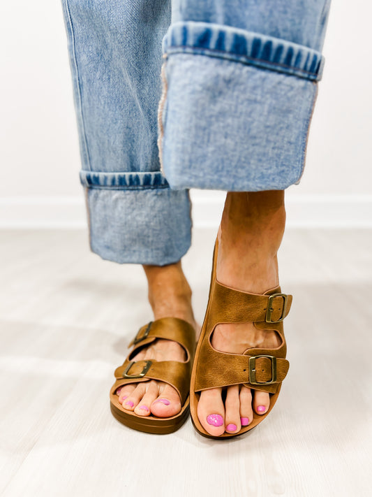 Corkys Lets Be Real Double Buckle Sandals in TAUPE