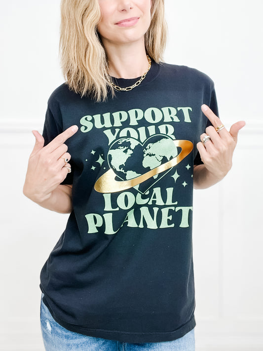 Support Your Local Planet Gold Foil Graphic Tee