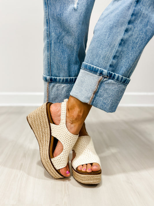 Corkys Freddie Wedge Sandals in NATURAL CROCHET