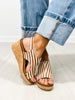 Corkys Carley Wedges in TAN WHITE STRIPE
