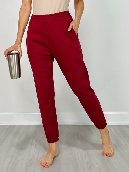 Elastic Waistband Cotton Blend Fleece Joggers