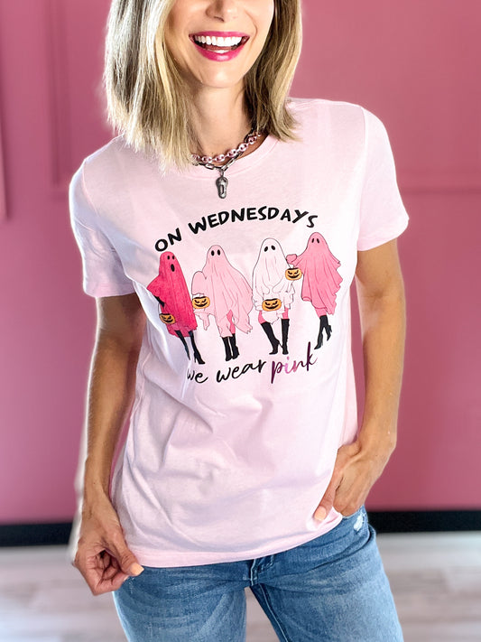On Wednesdays We Wear Pink Ghost Graphic Tee