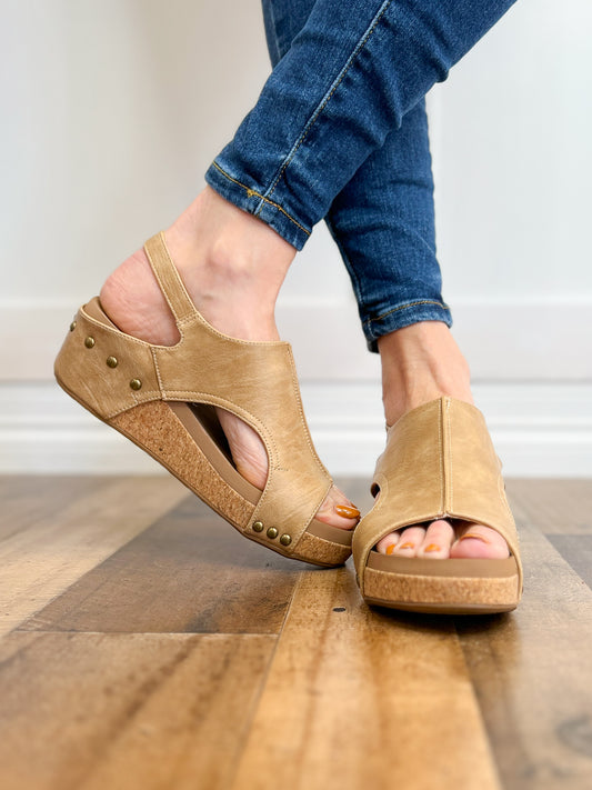 Corkys Volta II Wedge Sandals in Taupe Smooth