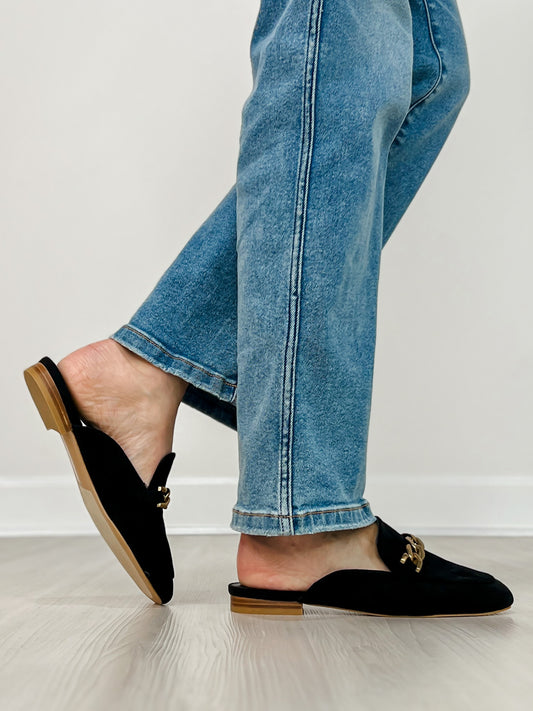 Corkys Keepsake Mules in BLACK FAUX SUEDE