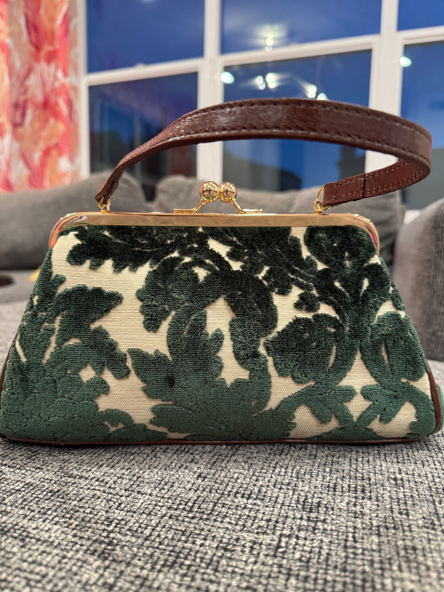 JACKIE: Hunter Green CHENILLE MOSAIC