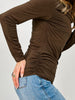 Black Friday -Classic Poly Blend Long Sleeve Ruched Top with Drop Neckline