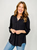 Solid 3/4 Sleeve Lizzy Top in Black