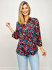 3/4 Sleeve Lizzy Top in Jewel Green Floral Print