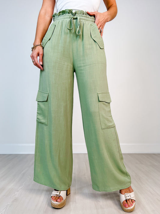 Elastic Waist Relaxed Fit Cargo Pants