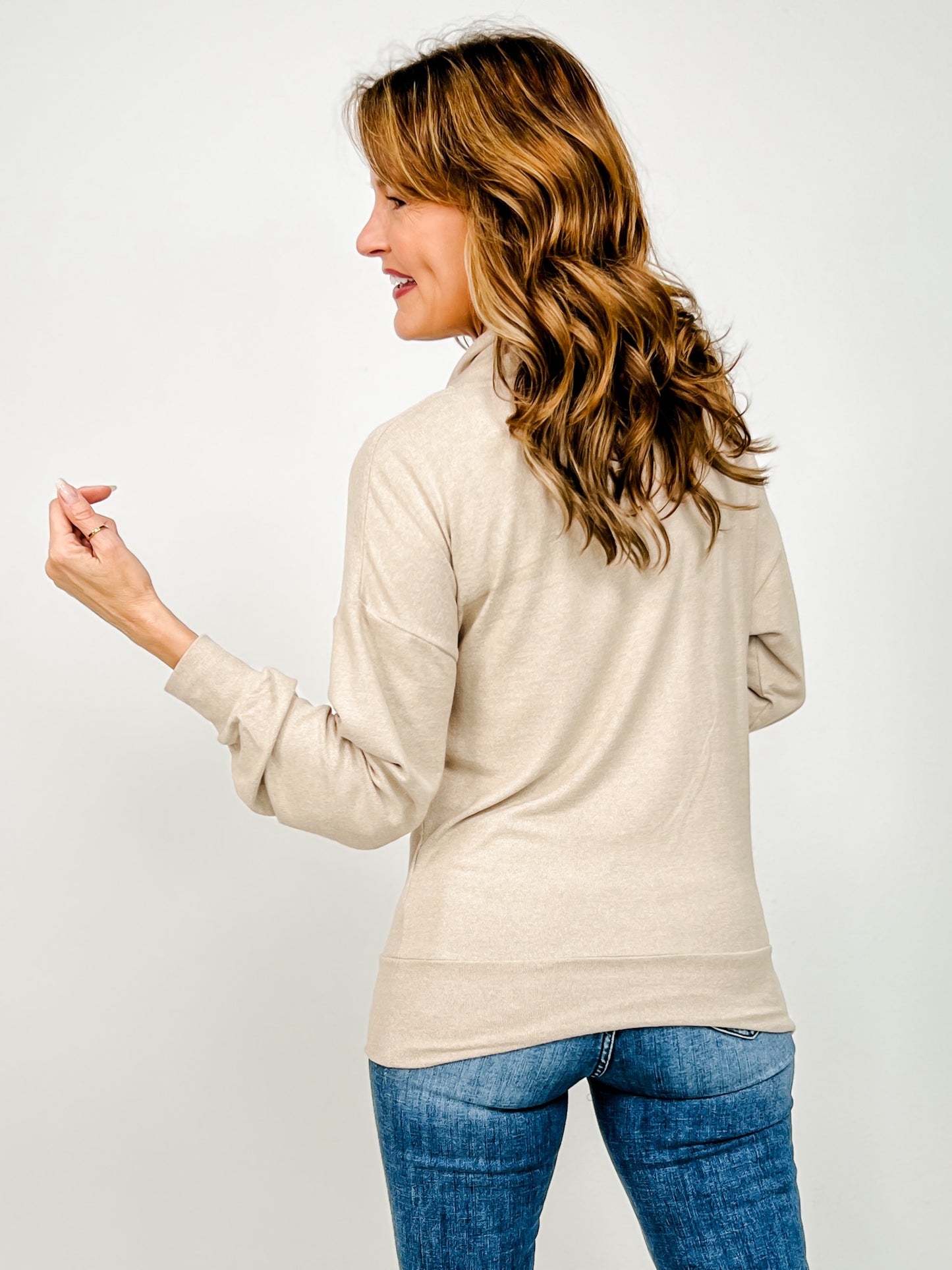 Brushed Cowl Neck Lounge Pullover