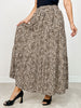 Leopard Print Lined Tiered Maxi Skirt