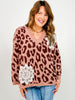 V-Neck Long Sleeve Leopard Print Sweater