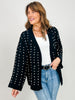 Open Cardigan Chenille Sweater with Pearl Detail