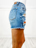 Judy Blue High Waist Printed Pocket Lining Cut Off Jean Short