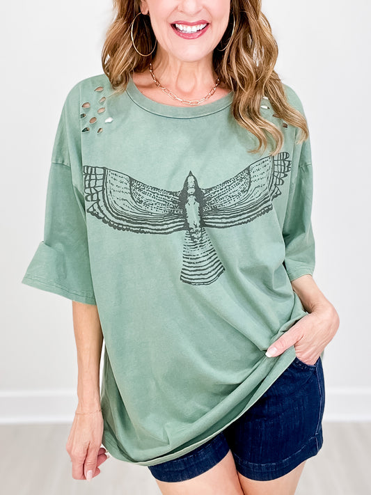 Boundless Love Mineral Wash Short Sleeve Graphic Top