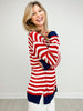Oversized V-Neck Long Sleeve Striped Knit Top