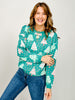 Pastel Colored Christmas Tree Print Sweater
